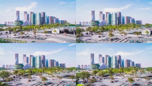 现代城市杭州的城市景观，时间弹性，超时空，4k高清在线视频素材下载