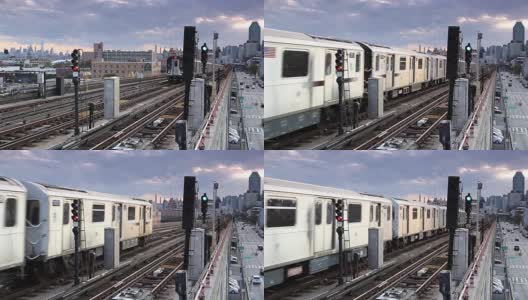 纽约皇后区的高架地铁高清在线视频素材下载