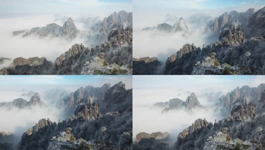 随着时间的推移，中国黄山周围的雾高清在线视频素材下载