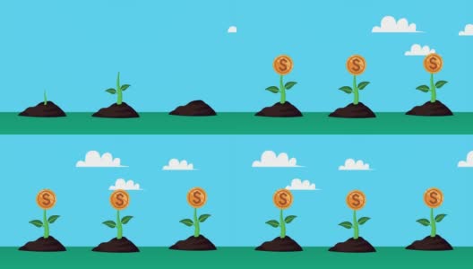 硬币，钱，美元，植物动画高清在线视频素材下载