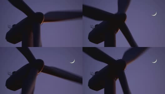 带有新月的格林斯堡风电场高清在线视频素材下载