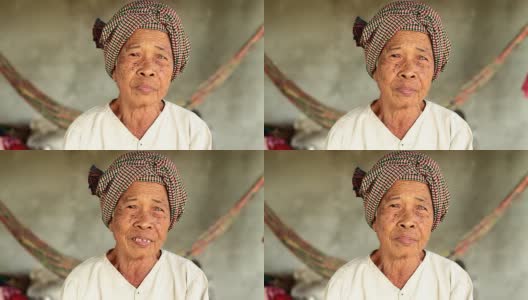 高清:柬埔寨一位亚洲高级妇女的肖像高清在线视频素材下载