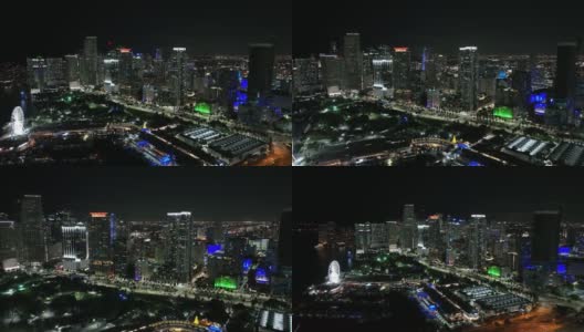 迈阿密之夜4k无人机航拍视频大约2022年1月高清在线视频素材下载