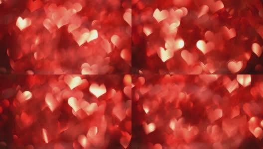 4k情人节背景。红红的心在运动中闪闪发光。高清在线视频素材下载