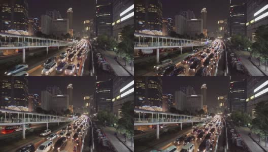雅加达市内道路夜间交通堵塞高清在线视频素材下载