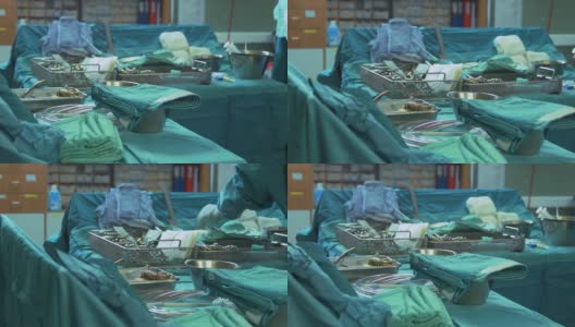 手术室的桌子上有医疗工具高清在线视频素材下载