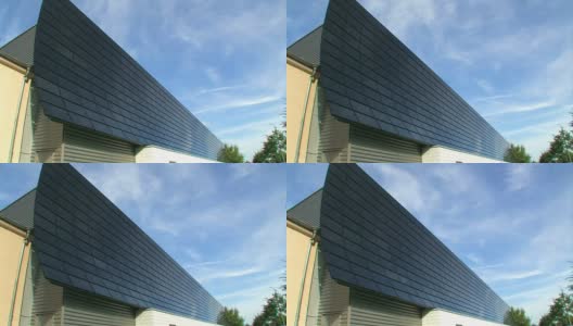 屋顶装有大型太阳能电池板高清在线视频素材下载