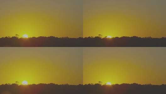 在巴西和阿根廷边界的伊瓜苏河上，日落时的惊人镜头。宽阔的河流和夏日的蓝天。南美七大奇迹高清在线视频素材下载