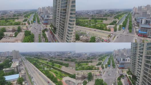 现代建筑与交通航拍/中国西安高清在线视频素材下载