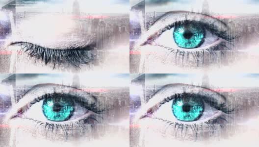 眼睛扫描一个未来的界面高清在线视频素材下载