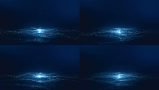 动画背景，深蓝色的背景，用白色或蓝色的小球，像飞溅的粒子，像在波浪中飞溅的波浪，在无尽的循环中循环。高清在线视频素材下载