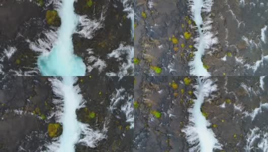 4k航拍冰岛雷克雅斯库尔的Bruarfoss瀑布高清在线视频素材下载