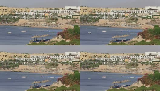 度假胜地附近的海滩和红海的塞奈尔，沙姆沙伊赫，埃及高清在线视频素材下载