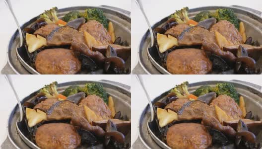 中式餐厅餐桌上的豉油菜球运动高清在线视频素材下载