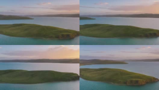 日落时的湖泊和岛屿美极了高清在线视频素材下载