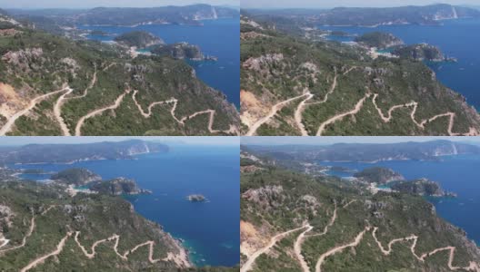 从希腊科孚岛的安杰洛卡斯特罗俯瞰克洛伊岩石公园。高清在线视频素材下载
