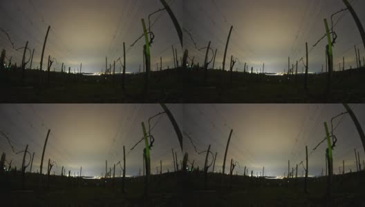 HD Motion Time-Lapse: Cloudscape Over Vineyard At Night高清在线视频素材下载