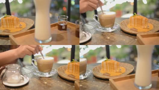 HD:在咖啡厅休息时间喝咖啡高清在线视频素材下载
