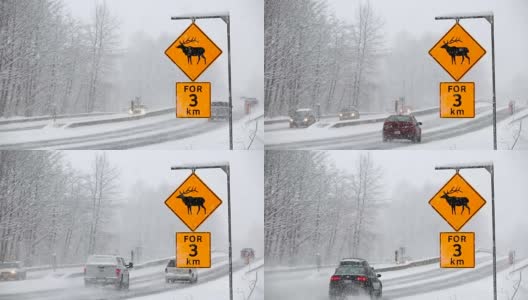 冬季驾驶雪暴风雪高清在线视频素材下载