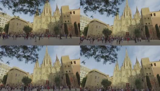 巴里奥戈西科的巴塞罗那大教堂高清在线视频素材下载