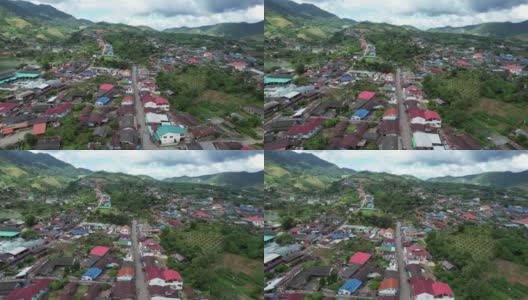 从无人机鸟瞰图的城市，农村在山区高清在线视频素材下载