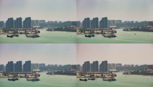 晴天海南三亚建设湾公寓综合体全景4k时间推移中国高清在线视频素材下载
