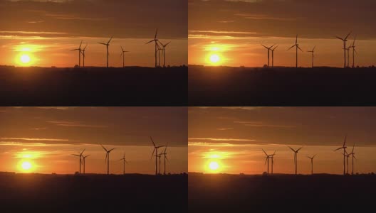4K的日落风车视频高清在线视频素材下载
