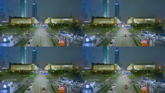 现代城市中城区道路夜景高清在线视频素材下载