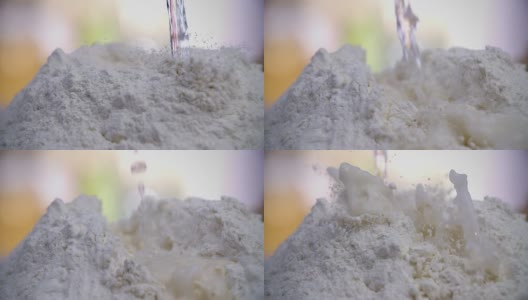 把水洒到面粉里高清在线视频素材下载