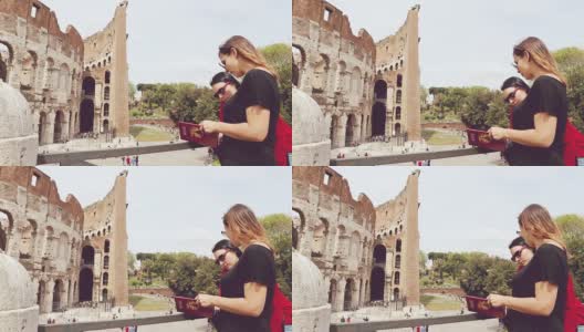 两个女孩在罗马旅游高清在线视频素材下载
