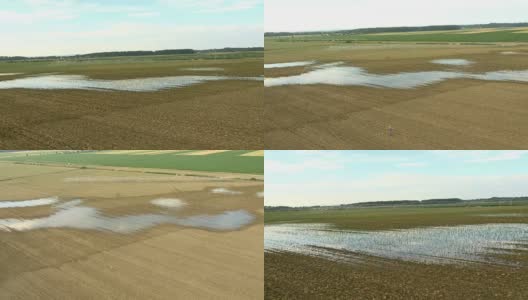 空中农民检查农田灌溉设备高清在线视频素材下载