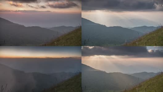 夕阳在山上随阳光的光芒，时光流逝移动高清在线视频素材下载