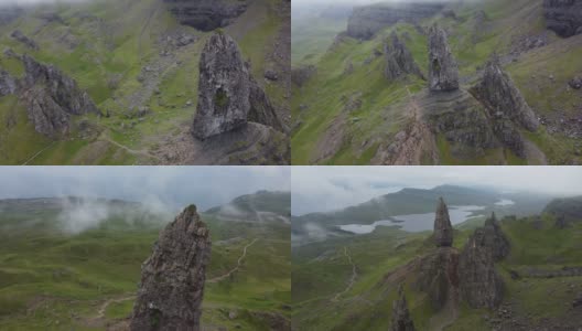 斯托尔老人无人机鸟瞰苏格兰斯凯岛高清在线视频素材下载