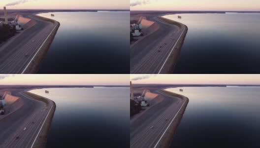 南卡罗来纳默里湖上的德雷尔浅滩大坝鸟瞰图高清在线视频素材下载