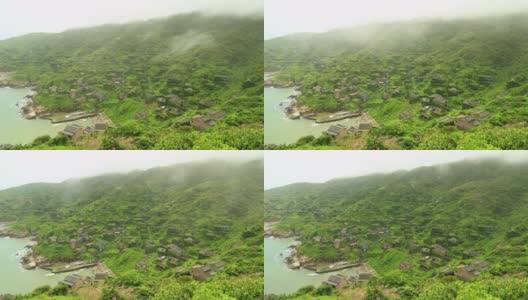 舟山群岛迷雾重重的嵊山岛高清在线视频素材下载