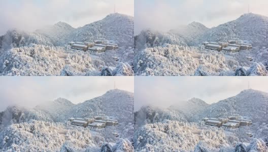 黄山的雪景，时间间隔4k高清在线视频素材下载
