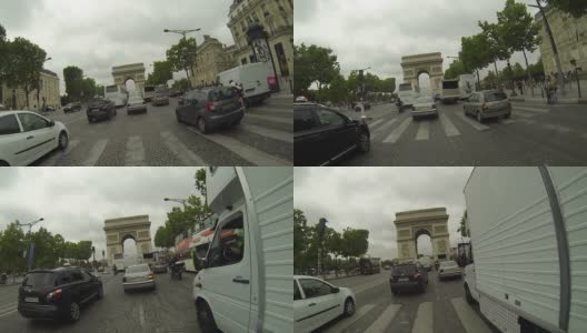 时光流逝的汽车在巴黎市中心行驶高清在线视频素材下载