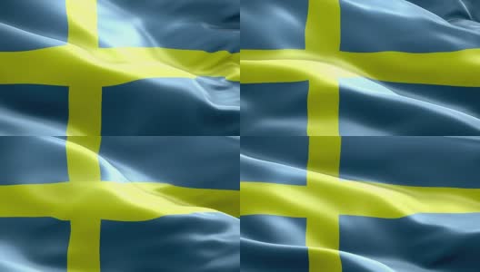 瑞典国旗波浪图案可循环元素高清在线视频素材下载