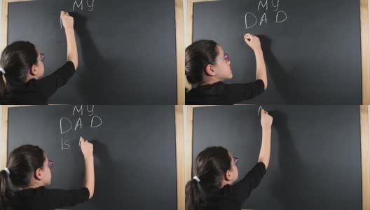 在黑板上写“我爸爸是我的英雄”高清在线视频素材下载