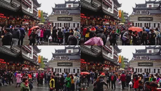 中国上海，2015年11月28日:顾客在中国上海著名的城隍庙老街漫步高清在线视频素材下载
