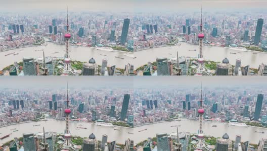 时间流逝——上海天际线的高架图高清在线视频素材下载