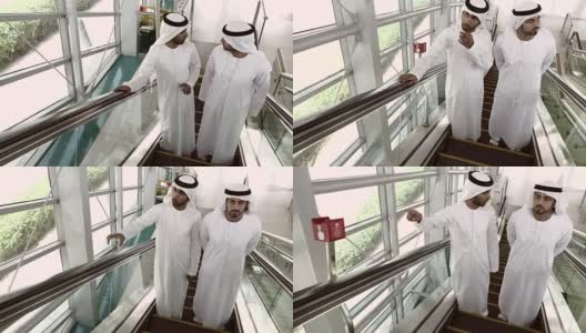 穿着传统服装的阿拉伯商人——迪拜地铁站高清在线视频素材下载
