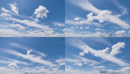 时间推移，清晰的蓝天和云层的全景视图，云层与背景。高清在线视频素材下载