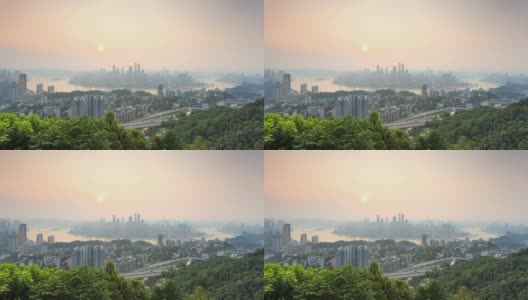 现代城市重庆的天际线和城市景观，时光流逝高清在线视频素材下载