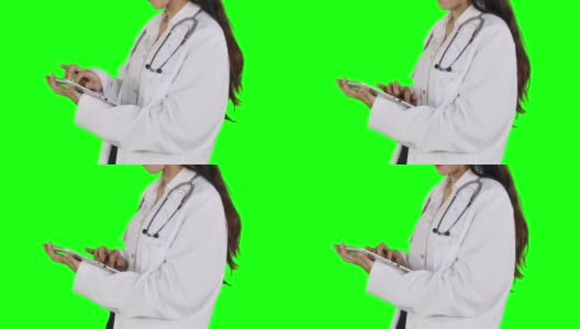 女医生使用数码平板电脑的特写高清在线视频素材下载