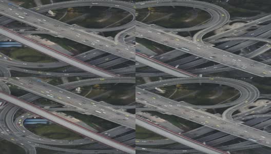 复杂的立交桥和繁忙的交通鸟瞰图高清在线视频素材下载