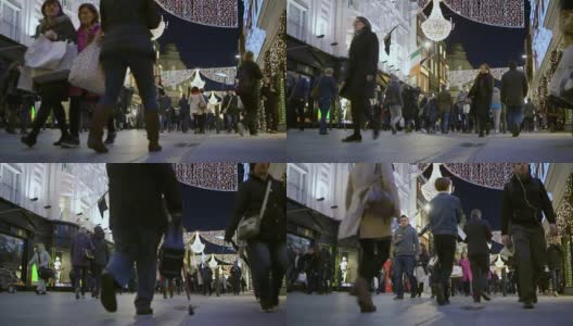 爱尔兰都柏林的冬季圣诞购物人群高清在线视频素材下载