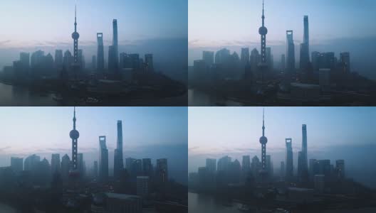 上海天际线鸟瞰图高清在线视频素材下载