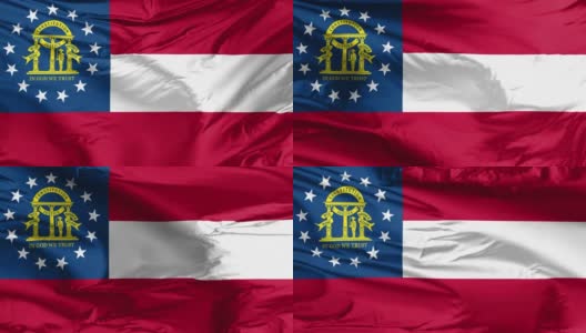 乔治亚州飘扬的旗帜，佐治亚州是美国东南部的一个州。高清在线视频素材下载