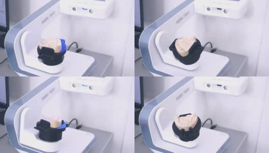 一种医疗设备通过扫描来创建带有假肢的人类下巴的数字3D模型。假牙内阁高清在线视频素材下载